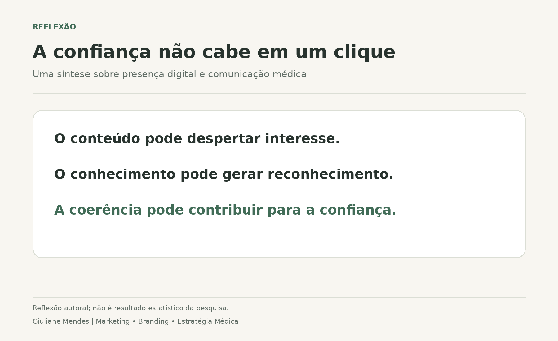 Frases reflexivas sobre o papel do conteúdo, do conhecimento e da coerência na construção da confiança.